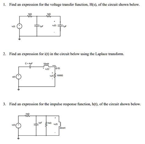 Solved Find An Expression For The Voltage Transfer Function H S Of