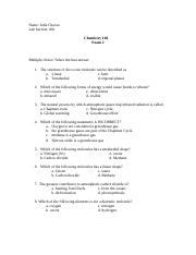 Chem 106 Exam 2 Doc Name Julia Chavez Lab Section 801 Chemistry 106