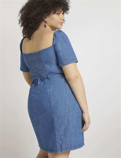 Tie Front Chambray Dress Womens Plus Size Dresses Eloquii Womens Chambray Dress Chambray