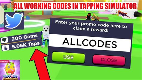 All Working Codes In Tapping Simulator Roblox Youtube