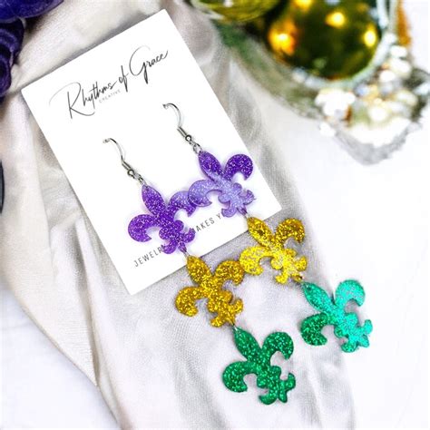 Mardi Gras Earrings Fleur De Lis Handmade Earrings New Orleans