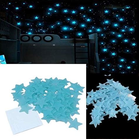 Stickonn Green Fluorescent Glow In The Dark Star Wall Sticker Pack Of