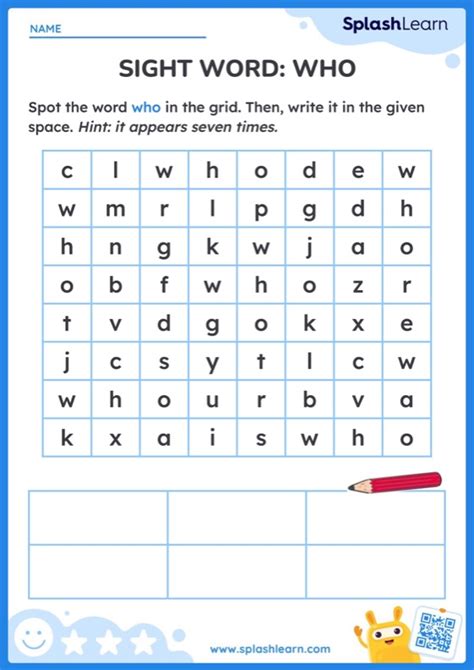 Spot The Sight Word Who — Printable Ela Worksheet