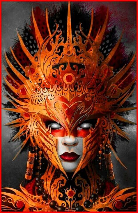 Red tribal mask | Fantasy art, Art, Character art