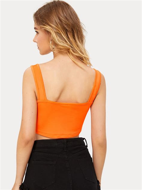 Neon Orange Crop Top Romwe