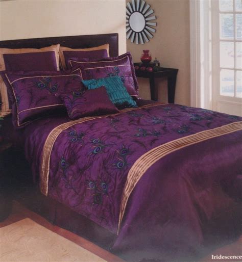 Extreme Linen Iridescence Plum Peacock 8 Piece Embroidered Cal King