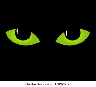 Green Cat Eyes Darkness Vector Illustration Stock Vector Royalty Free