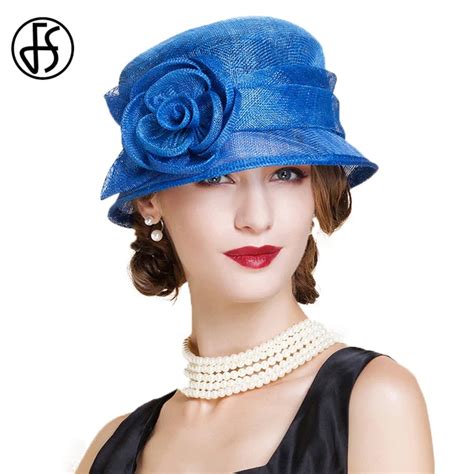 Fs Ladies Elegant Royal Blue Fedora Hats 2017 Summer Linen Vintage