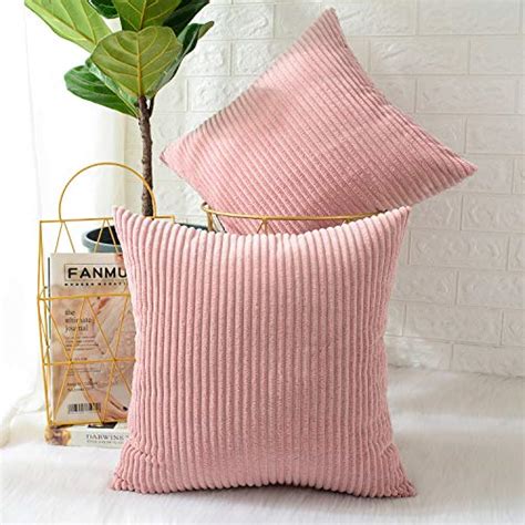 Mernette Pack Of 2 Corduroy Soft Decorative Square Throw Pillow Cover