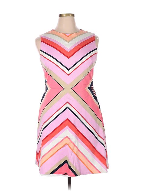 Maggy London Chevron Herringbone Chevron Multi Color Pink Casual Dress