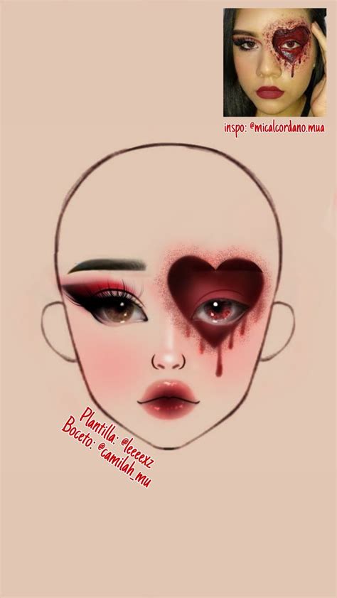 Boceto maquillaje San Valentín sangriento ig camilah mu Anime eye