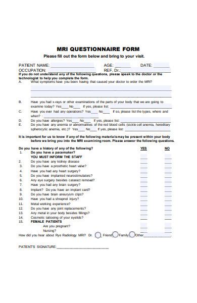 Free Best Questionnaire Forms In Pdf Ms Word Excel