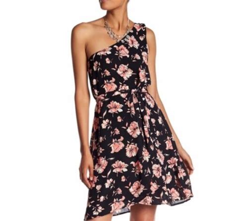 Dr By Daniel Rainn Women Floral One Shoulder Dress Tied Waist Size S