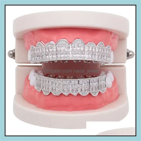 Hip Hop Diamonds Teeth Grillz Sier Gold Hiphop Rhinestone Top Bottom