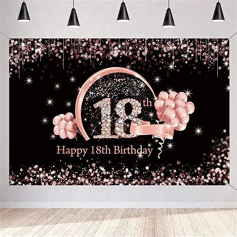 Happy 18th Birthday Decorations Backdrop Banner For Girls Happy 18