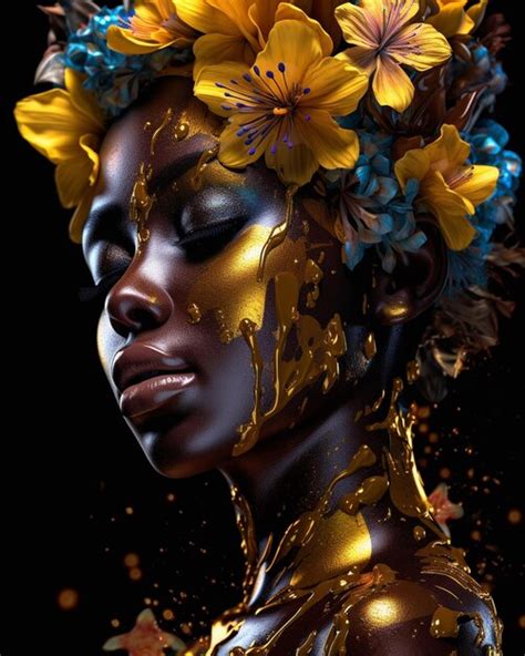 Premium Ai Image A Woman With Gold Paint On Her Face