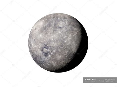 Illustration Of Grey Mercury Planet On White Background Exploration