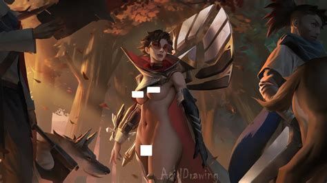 League Of Legends Sex Art Sentinel Vayne Areola Edit Red Eyewear