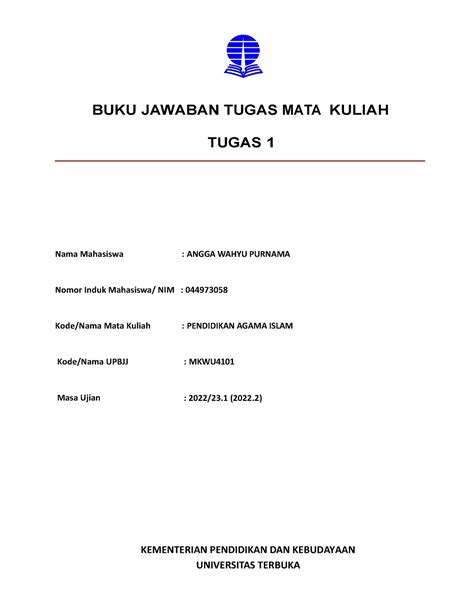 Bjt 1 Pendidikan Agama Islam Buku Jawaban Tugas Mata Kuliah Tugas 1 Nama Mahasiswa Angga