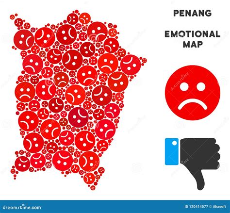 Vector Dolor Penang Island Map Mosaic Of Sad Emojis CartoonDealer