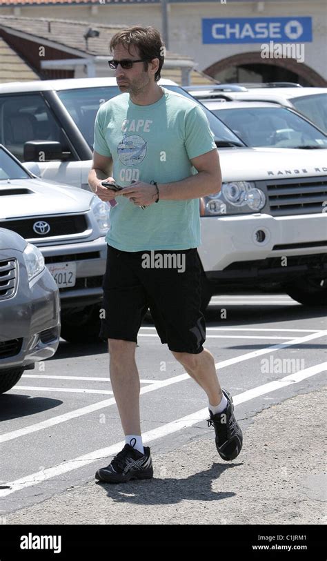 David Duchovny Out And About At The 26th Street Marketplace In Brentwood Texting Messages From