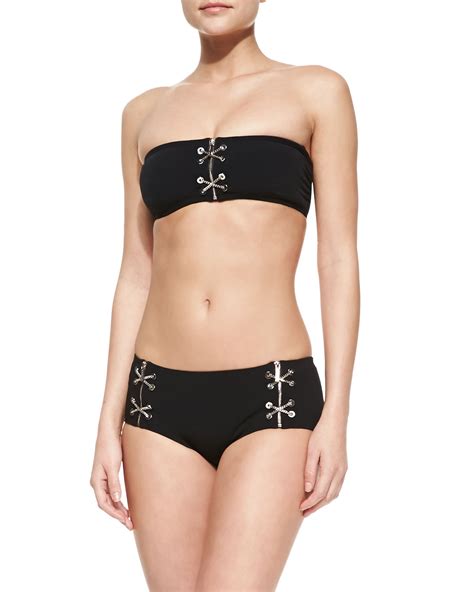 Michael Kors Lace Up Bandeau Bikini In Black Lyst