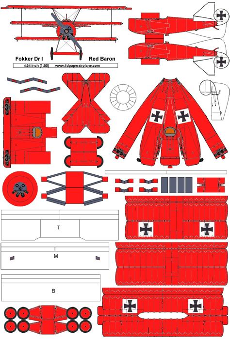 Fokker Dr.1 Red Baron Paper Model Template