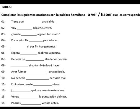 Completar Las Siguientes Oraciones Con La Palabra Hom Fona A Ver