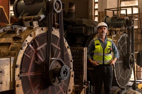 Premium Photo | Worker at machine in factory Metal industry worker at ...