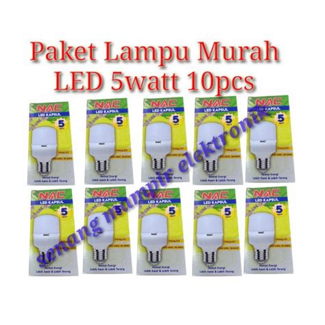 Jual PAKET LAMPU HEMAT LAMPU LED KAPSUL NAC 5 WATT 10 Pcs WARNA PUTIH