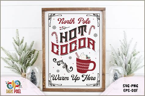 North Pole Hot Cocoa Warm Up Here Sign S Graphic By Dark Pixel · Creative Fabrica