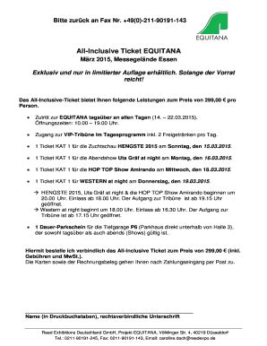 Ausfüllbar Online Bestellformular All Inclusive Ticket Fax Email