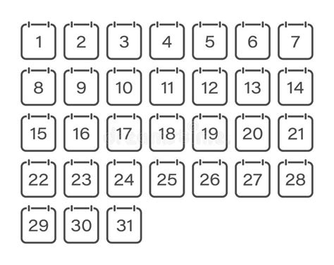月日的日历图标集 月数从1到31的一组翻转日历 向量例证 插画 包括有 提示 任命的 设置 日志 230822558