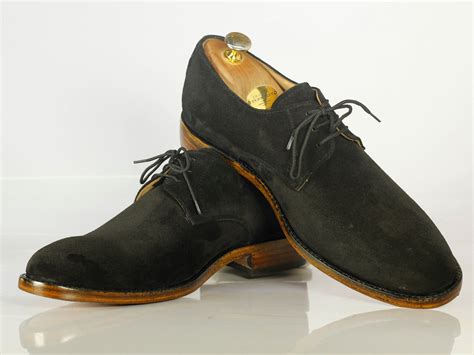 Handmade Mens Black Suede Lace Up Derby Shoes Men Designer Dress For Theleathersouq