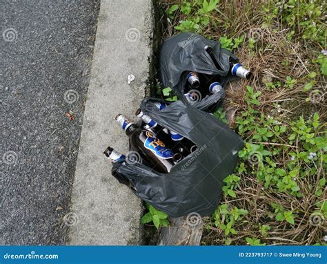 Two Black Plastic Bags Full of Empty Consumed `Tiger` Brand Beer Bottle ...