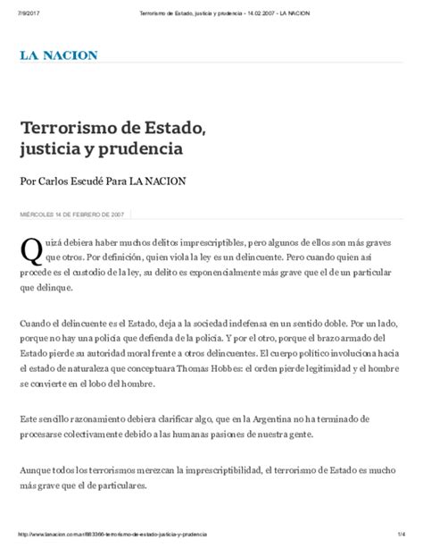 Pdf Terrorismo De Estado Justicia Y Prudencia Carlos Escudé