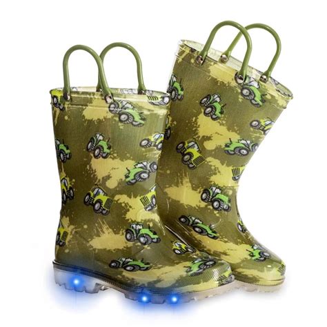 Boys Rain Boots Toddler Kids Light Up Rainboots Waterproof Rain Shoes