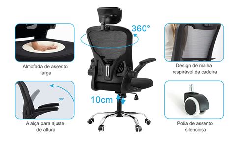 Cadeira De Escritorio Amazon - Cadeira de escritório ergonômica com estofado de mesh (Preto) : Amazon ...
