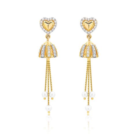 22k Gold Cz Pearl Jhumka Earrings 510g Queen Of Hearts Jewelry