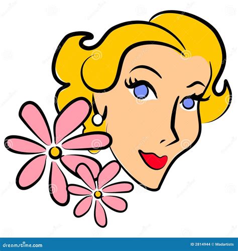 Retro Woman Blonde Flowers Stock Illustration Illustration Of Blonds