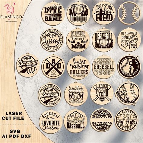 Baseball Dad Keychains Svg Bundle Baseball Keychain Laser Cut Father