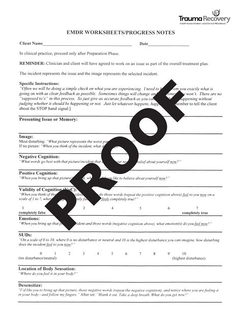 Emdr Progress Note Pad