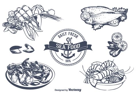 Seafood Vector Set Vector Art At Vecteezy Hot Sex Picture