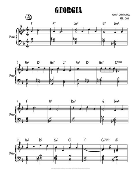 Georgia On My Mind Arr Sarah Jane Cion By Ray Charles Sheet Music For Easy Piano At Sheet