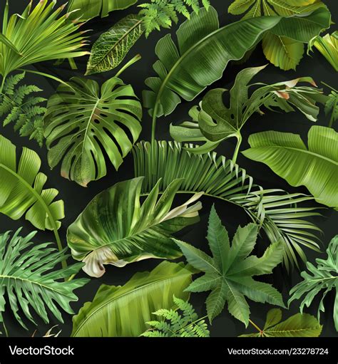 Seamless Pattern With Green Tropical Leaves Vector Image