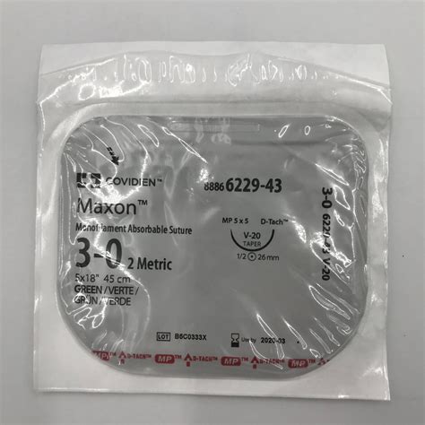 Covidien 6229 43 Maxon Monofilament Absorbable Suture 3 0 Green X