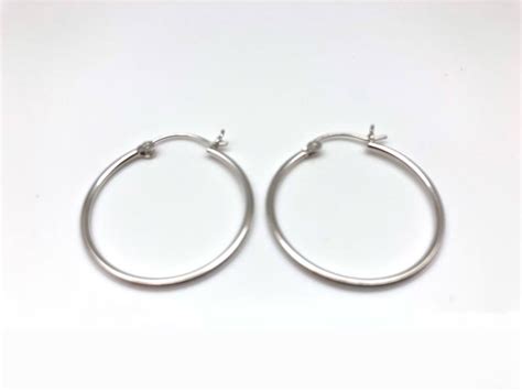 Medium Size Hoop Earrings 925 Sterling Silver 30mm Etsy