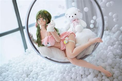 Atsuko Green Hair Big Breasts Anime Sex Doll With PVC Head Cute Sex Doll