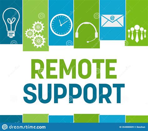 Remote Support Green Blue Stripes Symbols Stock Illustration