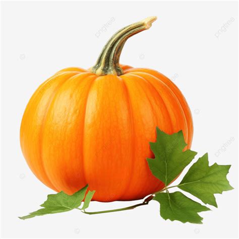 Orange Pumpkin With Leaves Pumpkin Orange Vegetable PNG Transparent